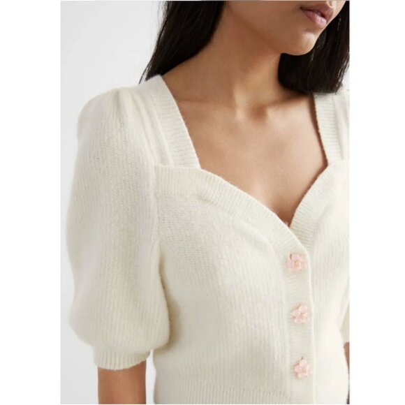 & OTHER STORIES Floral Button Puff Sleeve Cardigan size S - Picture 4 of 9